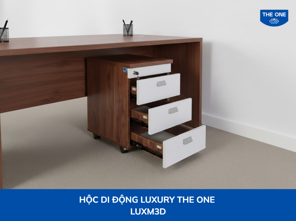 Hộc di động The One được trang bị bánh xe để dễ dàng di chuyển trong không gian làm việc.