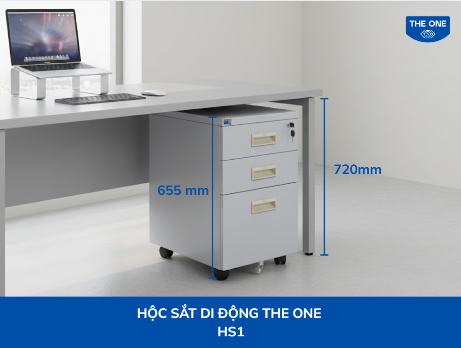 Chọn hộc tủ cần chú ý kích thước vừa đủ để có không gian làm việc và cất đồ thoải mái, giúp tư thế ngồi chuẩn.