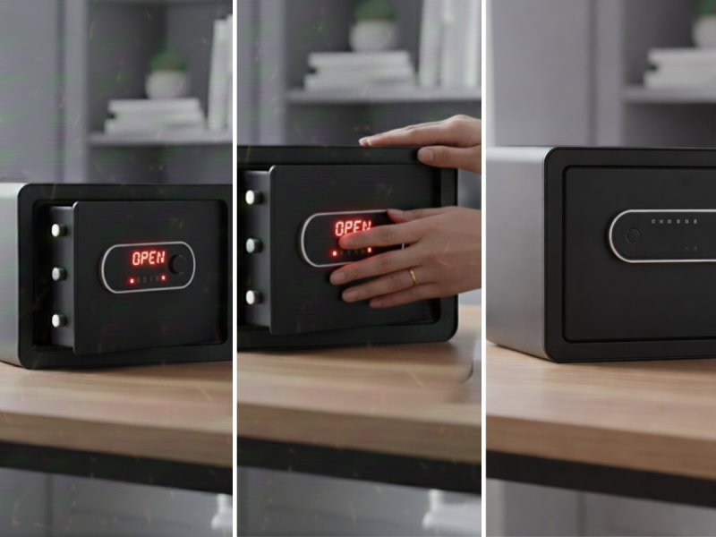 Đóng cửa két để tắt tiếng kêu nhắc nhở.