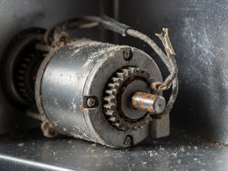 Motor điện của két sắt bị khô dầu gây ra tiếng kêu cạch cạch khi mở két sắt.