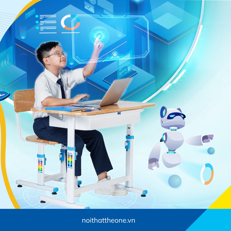 Cạnh sau của mặt bàn và mép trước của mặt ghế nên có một khoảng chồng lấn hoặc cách nhau khoảng 20 - 30cm