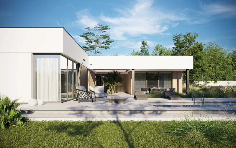 Hình chữ L tạo ra sân vườn riêng giữa các khối nhà (Nguồn ảnh: Internet)