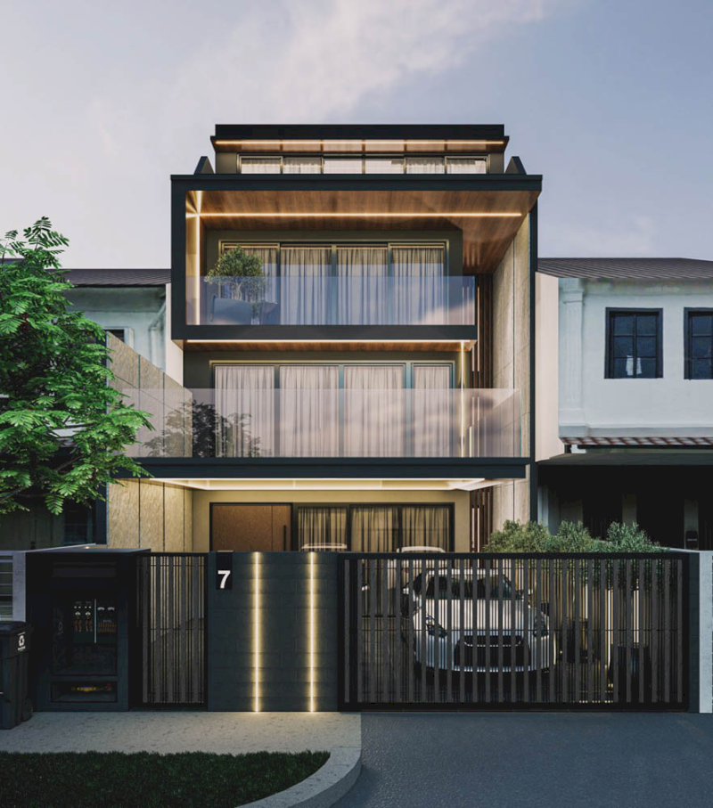 Kiến trúc mái bằng giật cấp tạo điểm nhấn thị giác và tăng diện tích ban công, sân thượng (Nguồn ảnh: Internet)