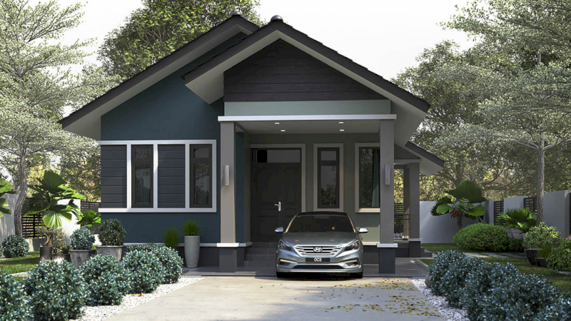 Mái 4 dốc cao ráo, giúp thoát nước nhanh và tạo cảm giác nhà rộng thoáng (Nguồn ảnh: Internet)