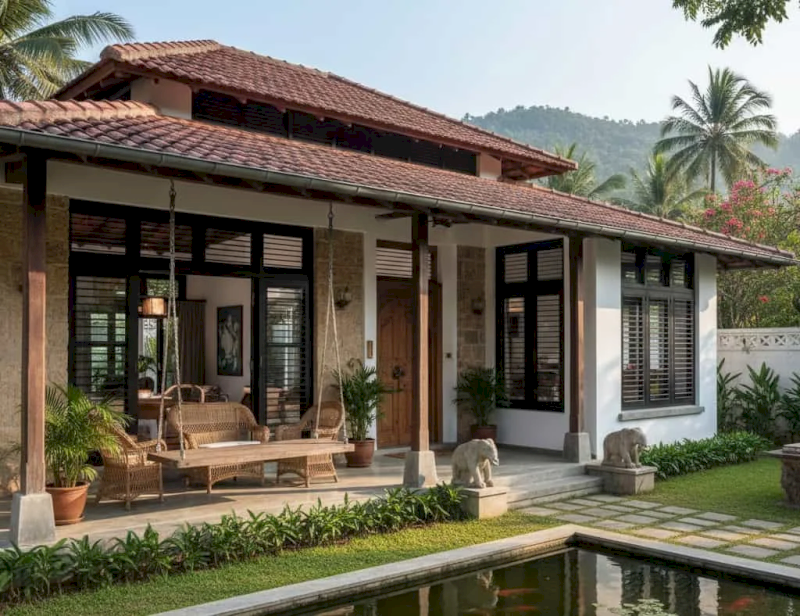 Hình khối vuông vắn, mái dốc cao tạo cảm giác rộng thoáng (Nguồn ảnh: Internet)