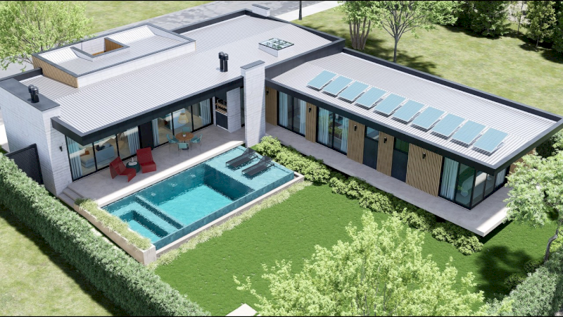 Mẫu nhà 1 tầng chữ L tối ưu sân vườn và không gian sinh hoạt (Nguồn ảnh: Internet)