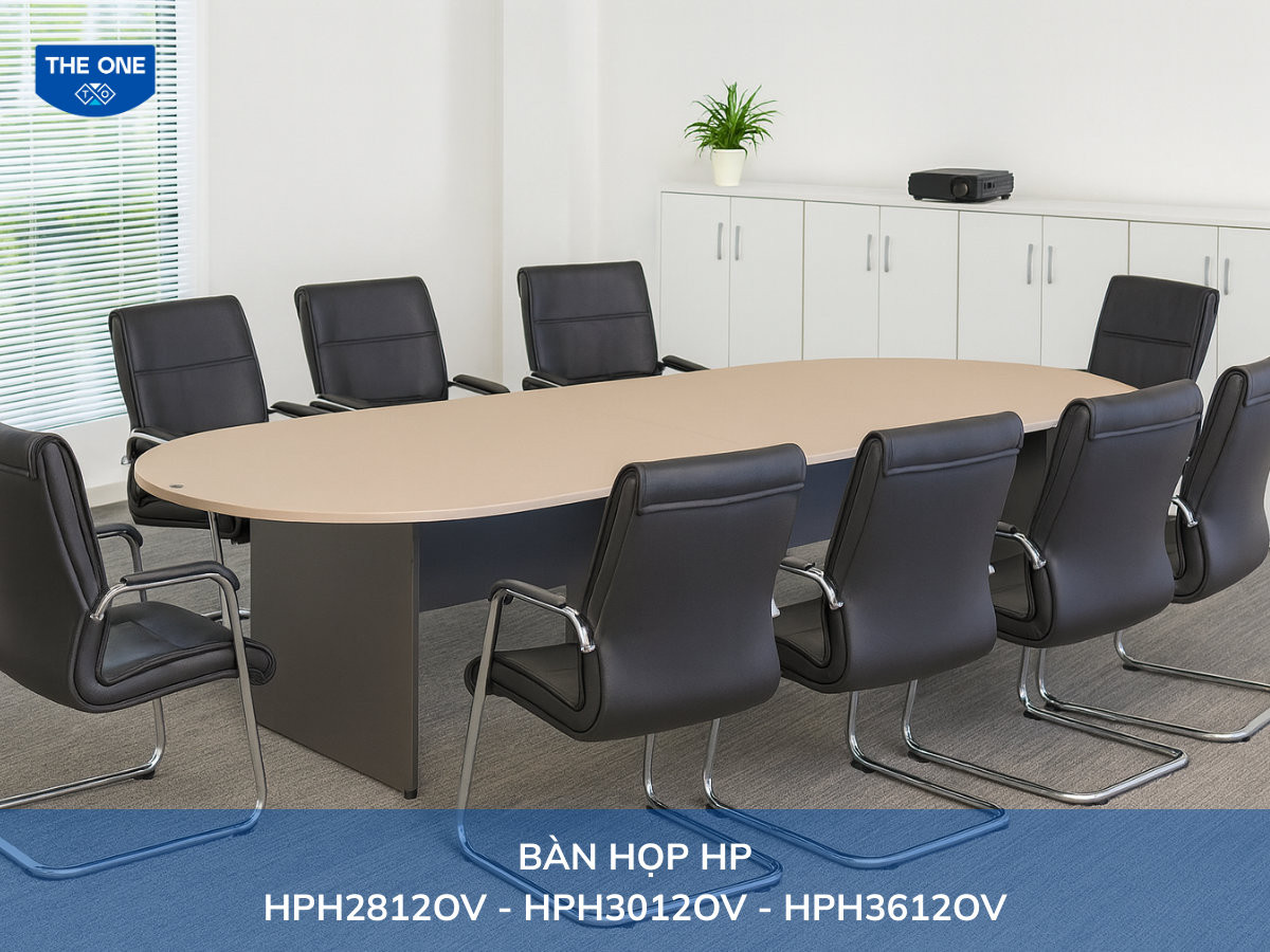 Bàn họp nhóm oval giúp tổng thể không gian mềm mại hơn