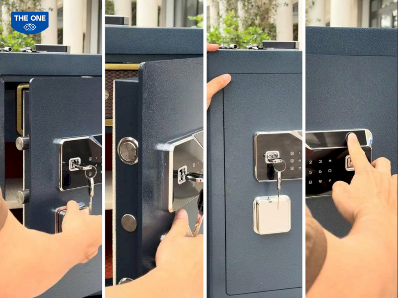 Chạm nhẹ vân tay vào vùng cảm biến để xác nhận lệnh đóng chốt khóa kép.