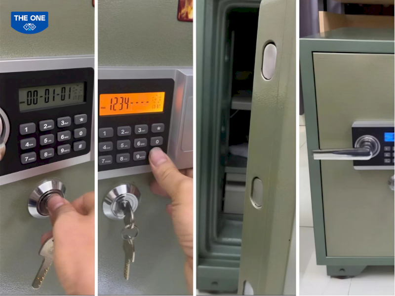 Xoay khóa trước về bên phải và nhập mã khóa để chốt trở về vị trí ban đầu.