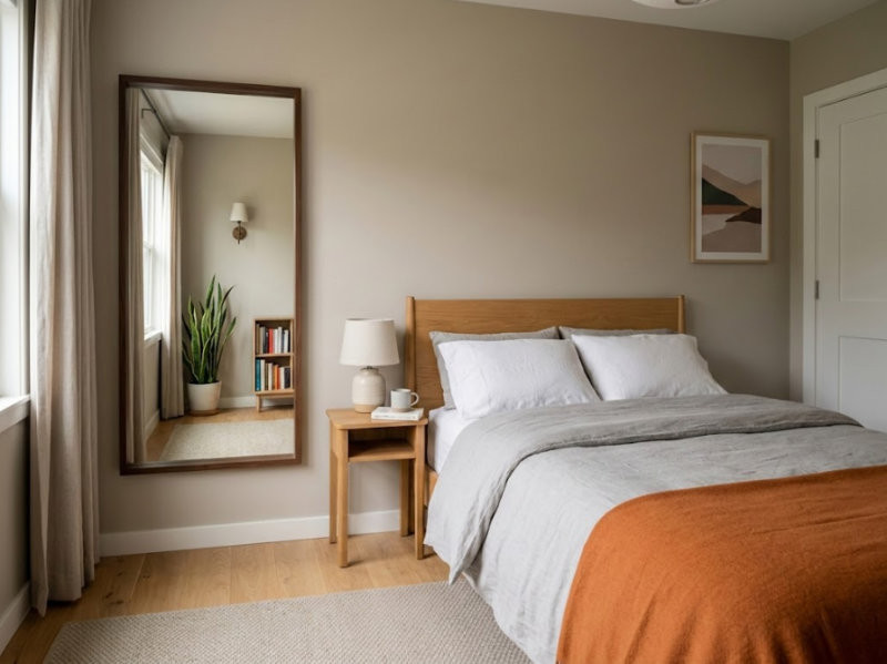 Vị trí đặt gương lý tưởng trong phòng ngủ. (Nguồn: Internet)