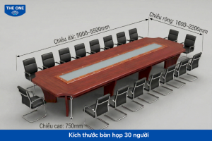 Kích thước bàn họp 30 người & Cách tính diện tích phòng phù hợp