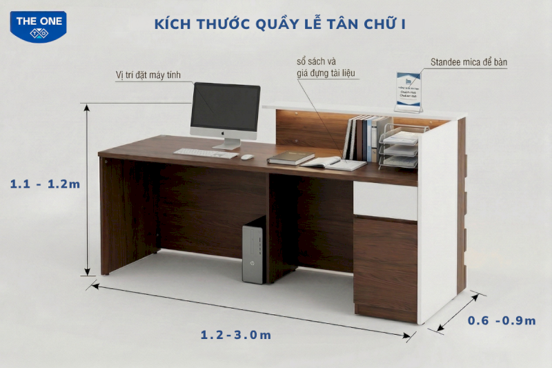Kích thước quầy lễ tân chữ I
