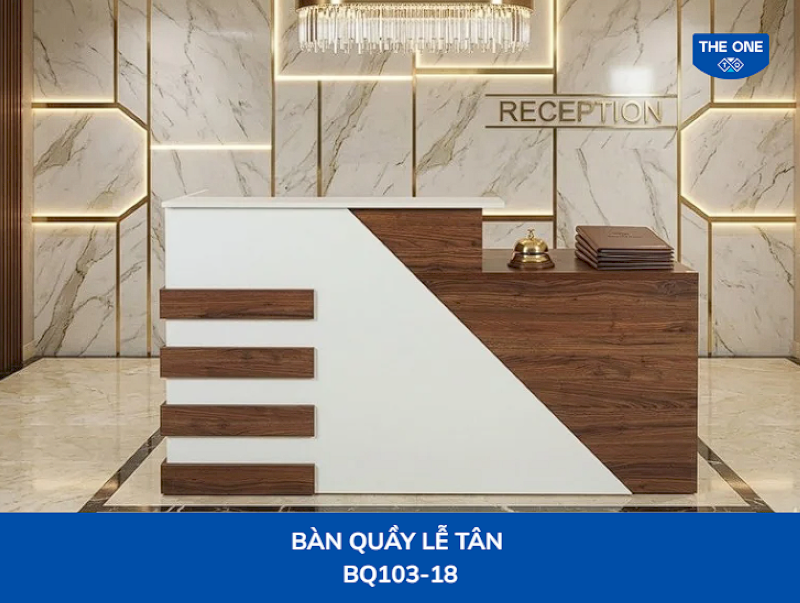 Mẫu quầy lễ tân chữ l thiết kế nhỏ gọn, phù hợp không gian spa quy mô nhỏ