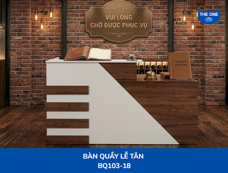 Mẫu quầy lễ tân chữ l giúp tăng tính chuyên nghiệp cho cửa hàng