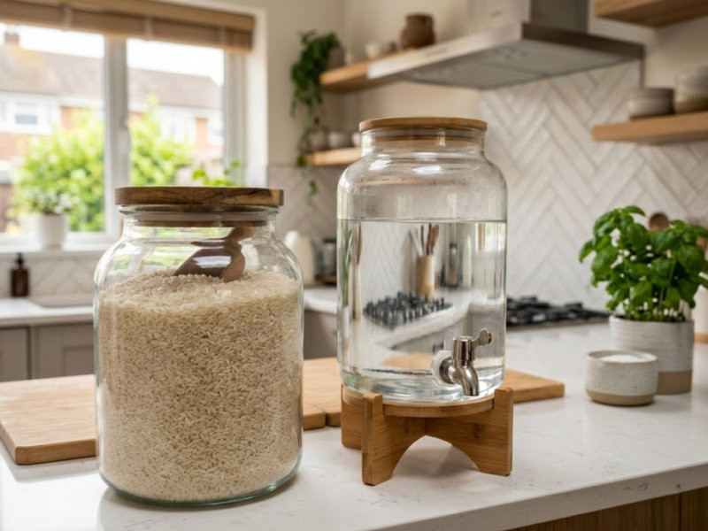 Gạo và nước đầy ắp biểu thị cho sự no đủ, không bao giờ thiếu thốn.